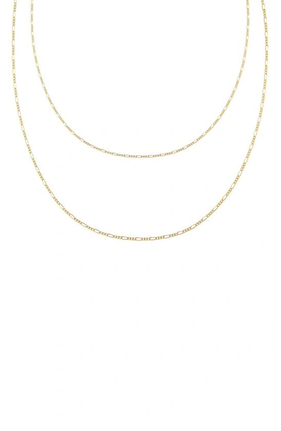 Shop Adinas Jewels Layered Figaro Chain Necklace In Gold