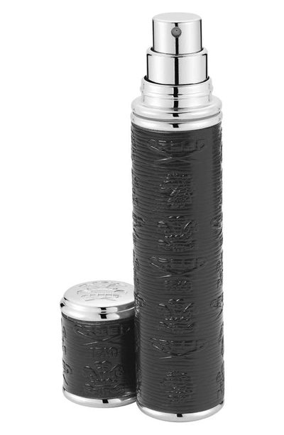 Shop Creed Refillable Pocket Leather Atomizer, 0.33 oz In Black/silver Trim