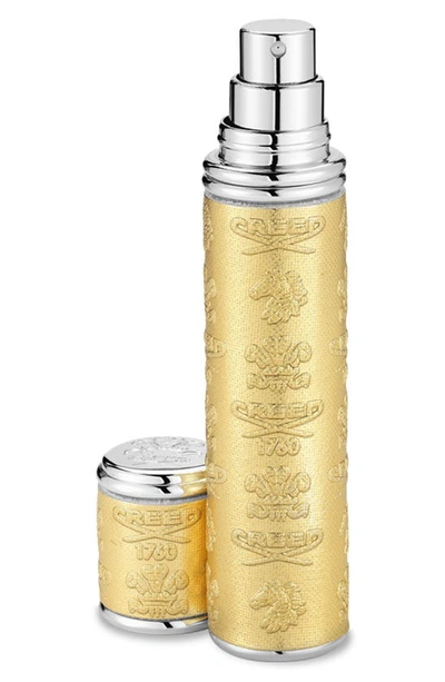 Shop Creed Refillable Pocket Leather Atomizer, 0.33 oz In Gold/silver Trim