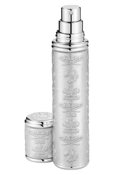 Shop Creed Refillable Pocket Leather Atomizer, 0.33 oz In Silver/silver Trim