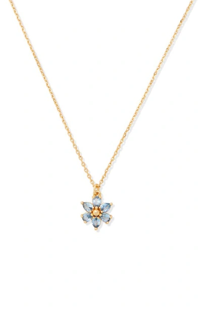 Shop Kate Spade First Bloom Mini Pendant Necklace In Light Blue