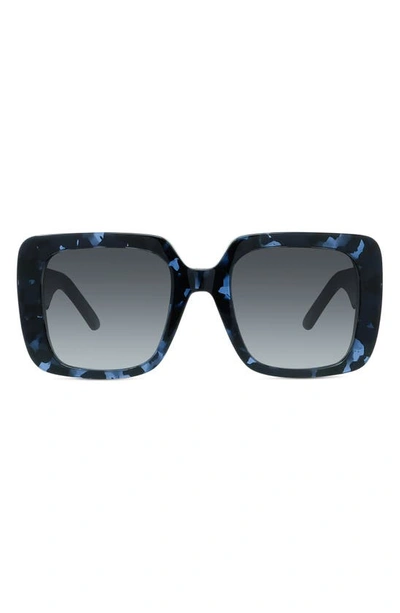 Shop Dior 55mm Square Sunglasses In Blue Havana/ Blue