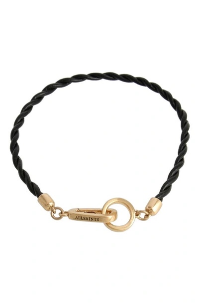 Shop Allsaints Leather Cord Bracelet In Black