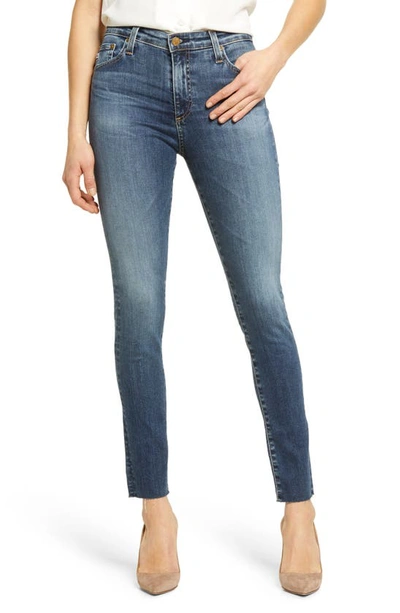Shop Ag Farrah High Waist Raw Hem Ankle Skinny Jeans In 11 Years Blue Horizon