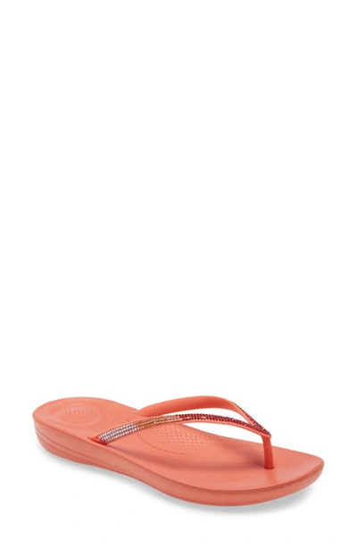 Shop Fitflop Iqushion Ombre Sparkle Flip Flop In Coral Pink