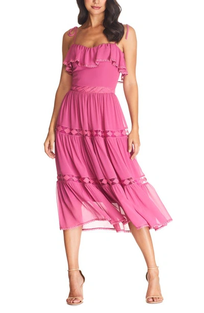 Shop Dress The Population Dream Chiffon Sundress In Hibiscus