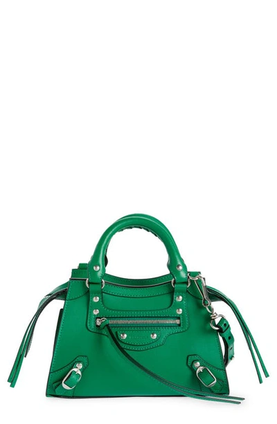 Shop Balenciaga Mini Neo Classic City Leather Top Handle Bag In Grass Green