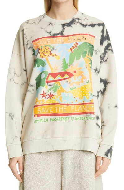 Shop Stella Mccartney X Greenpeace Tie Dye Rainforest Graphic Sweatshirt In 8460 Multicolor Brown