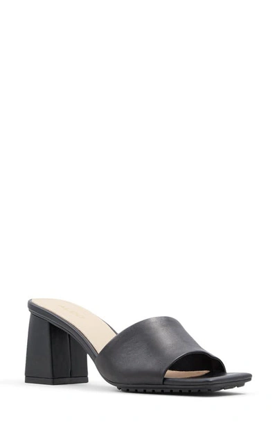 Shop Aldo Velalith Block Heel Slide Sandal In Black Leather