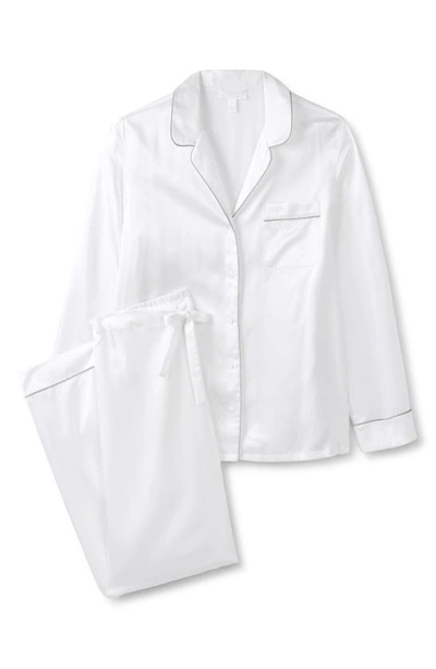 Shop The White Company Piped Silk Satin Pajamas In Ivory