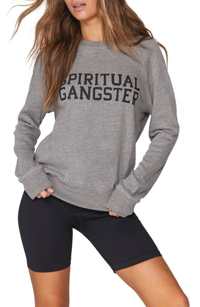Shop Spiritual Gangster Varsity Old School Sweatshirt In Heather Grey
