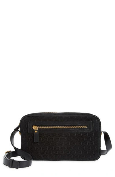 Shop Saint Laurent Monogram Debossed Suede Camera Crossbody Bag In Nero/ Nero