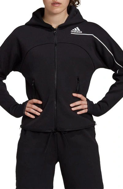 Shop Adidas Originals Z.n.e. Zip-up Hoodie Jacket In Black