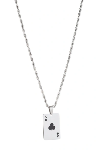 Shop Eye Candy Los Angeles Ace Of Clubs Pendant Drop Necklace In Silver