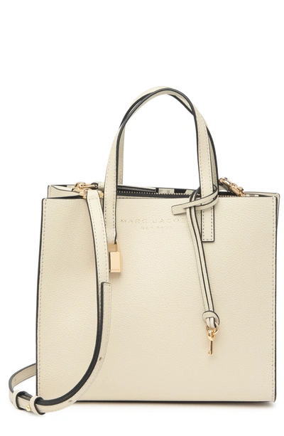 Shop Marc Jacobs Mini Grind Coated Leather Tote In Marshmallow