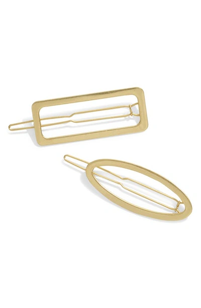 Shop Madewell 2-pack Open Shape Hair Clips In Vintage Gold