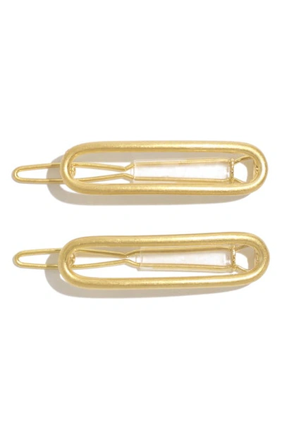 Shop Madewell Two-pack Mini Hair Clips In Vintage Gold