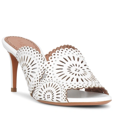 Shop Alaïa Molukai 70 White Leather Mules