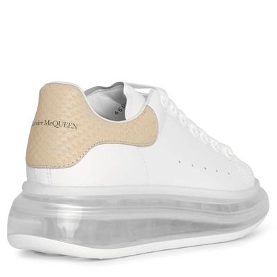 Shop Alexander Mcqueen White And Beige Classic Leather Sneakers