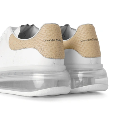 Shop Alexander Mcqueen White And Beige Classic Leather Sneakers