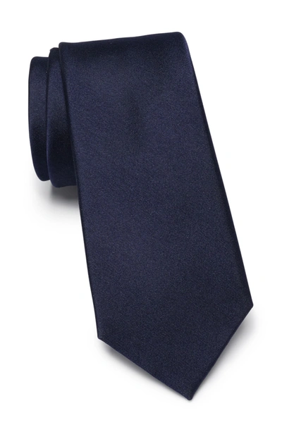 Shop Savile Row Co Solid Silk Blend Tie In Navy