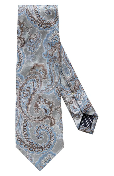 Shop Eton Paisley Silk Tie In Grey