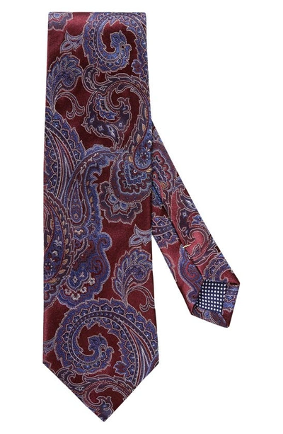 Shop Eton Paisley Silk Tie In Burgundy