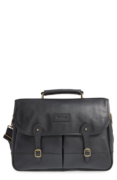 Shop Barbour Leather Briefcase In Black