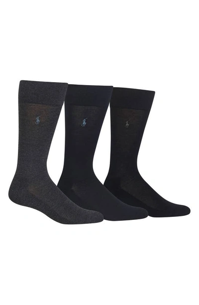 Shop Polo Ralph Lauren Assorted 3-pack Supersoft Socks In Charcoal Heather/ Navy/ Black