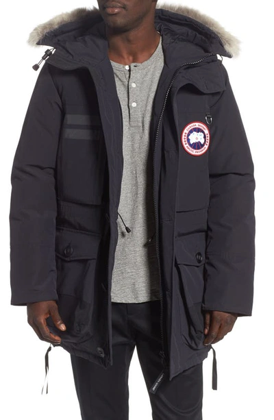 Shop Canada Goose Maccullough Genuine Coyote Fur Trim Down Parka In Navy