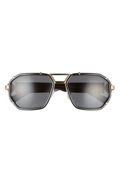 Shop Versace 58mm Aviator Sunglasses In Black/ Dark Grey