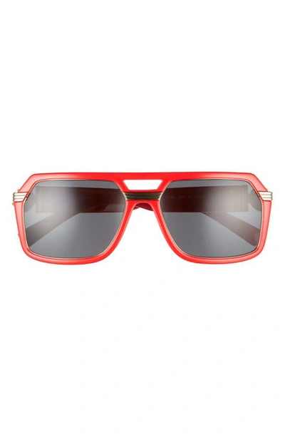 Shop Versace 58mm Aviator Sunglasses In Red/ Dark Grey