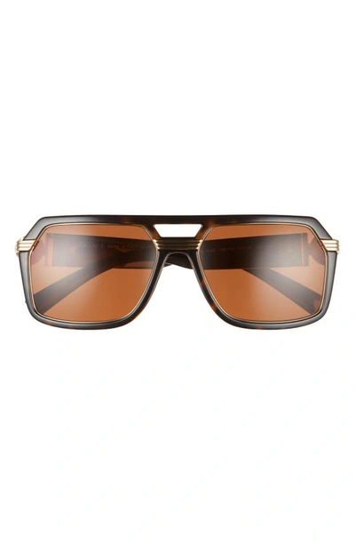 Shop Versace 58mm Aviator Sunglasses In Havana/ Dark Brown