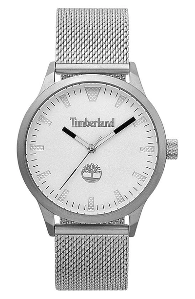 Shop Timberland Williamsville Mesh Strap Watch, 40mm In Sliver