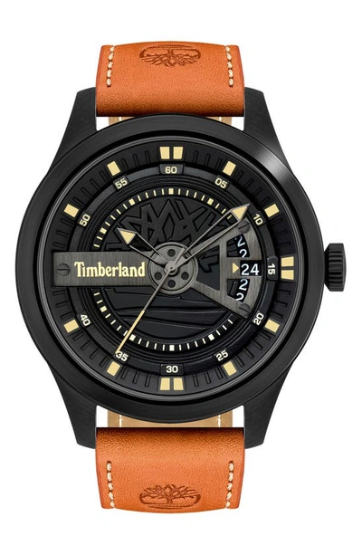 Shop Timberland Northbridge Leather Strap Watch, 46mm In Brown