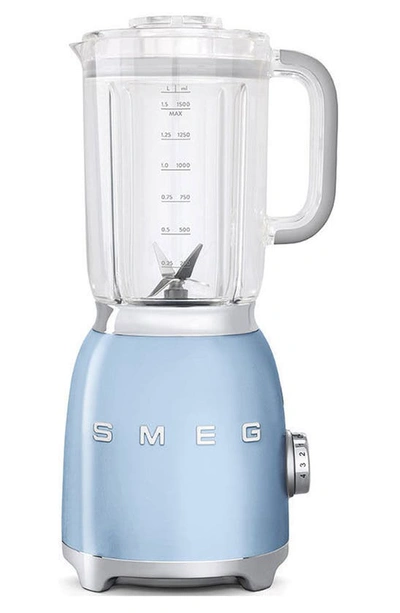 Shop Smeg '50s Retro Style Blender In Pastel Blue