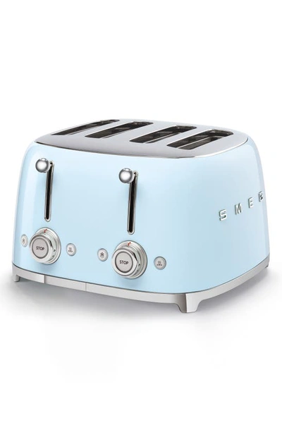 Shop Smeg '50s Retro Style 4-slice Toaster In Pastel Blue