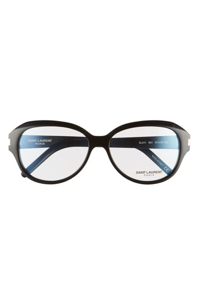 Shop Saint Laurent 57mm Optical Glasses In Black