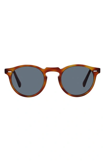 Shop Oliver Peoples Gregory Peck 50mm Round Sunglasses In Matte Light Brown/ Indigo