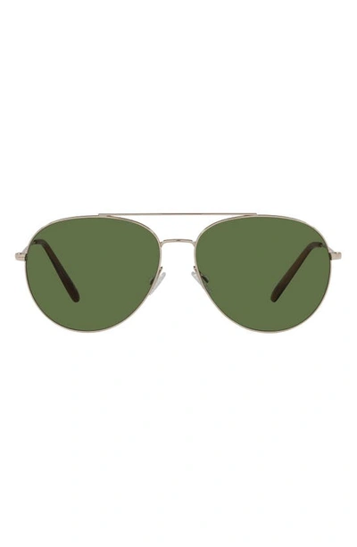 Shop Oliver Peoples Airdale 58mm Tinted Pilot Sunglasses In Soft Gold/ Vibrant Green