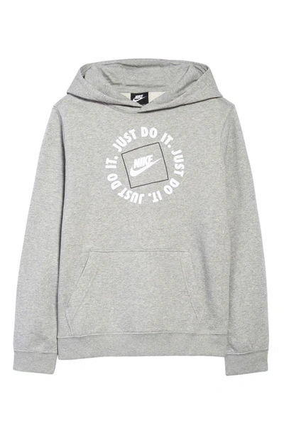 Shop Nike Sportswear Kids' Jdi Logo Graphic Hoodie (big Boy) In Dk Grey Heather