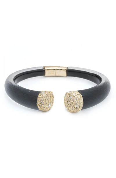 Shop Alexis Bittar Essentials Encrusted Pavé Hinged Bracelet In Black