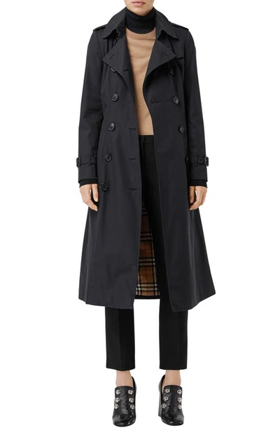 Shop Burberry Slim Fit Long Heritage Chelsea Trench Coat In Dark Midnight