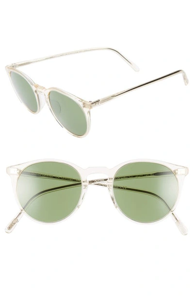 Shop Oliver Peoples O'malley 48mm Round Sunglasses In Buff/ Green