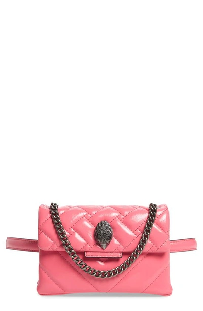 Shop Kurt Geiger Kensington Leather Convertible Belt Bag In Pink