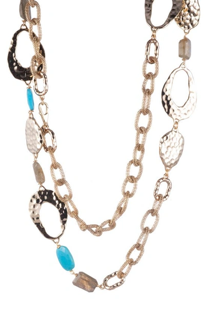 Shop Alexis Bittar Hammered Link & Mesh Chain Necklace In Two Tone