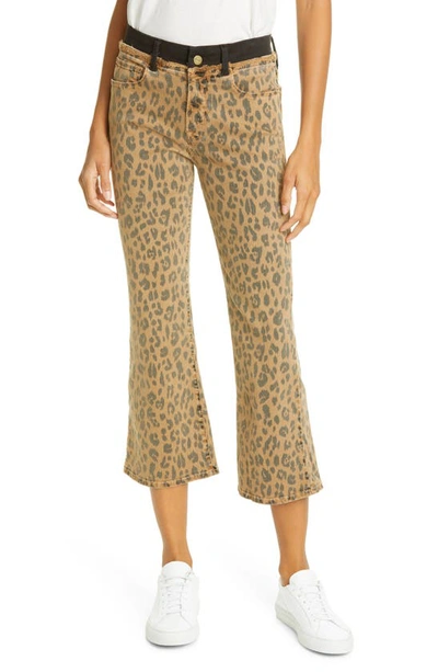 Shop Frame Le Crop Mini High Waist Bootcut Jeans In Cheetah Cargo Multi