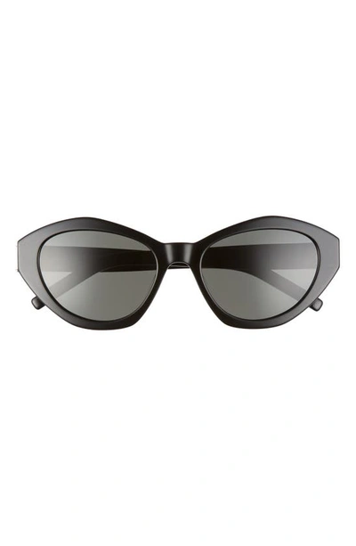 Shop Saint Laurent 54mm Irregular Cat Eye Sunglasses In Black/ Grey