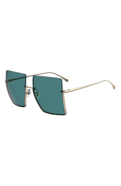 Shop Fendi 60mm Semi Rimless Square Sunglasses In Rose Gold/ Blue Avio