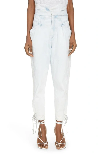 Shop Isabel Marant Tie Cuff Tapered Jeans In Light Blue